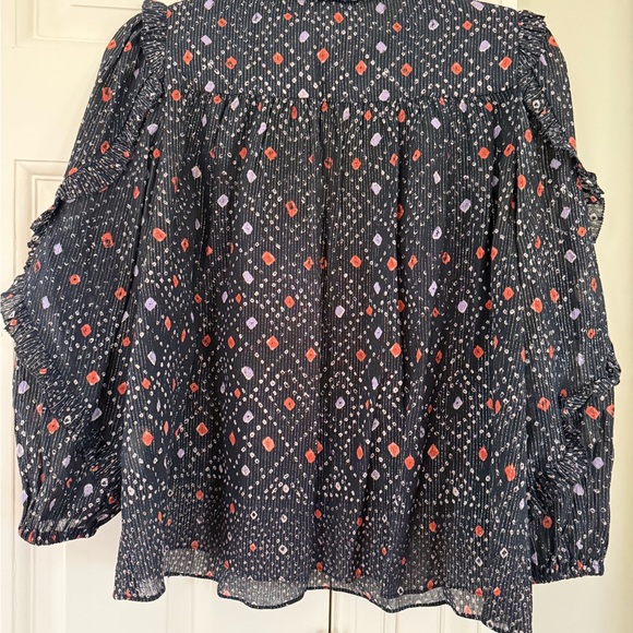 Ulla Johnson Navyand Red Patterned Top - Picture 2 of 4